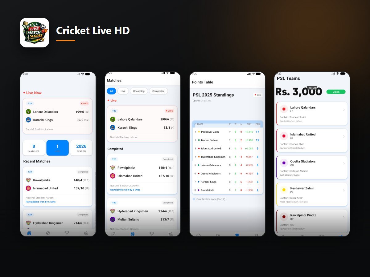 Cricket Live HD — Android · live scores and commentary