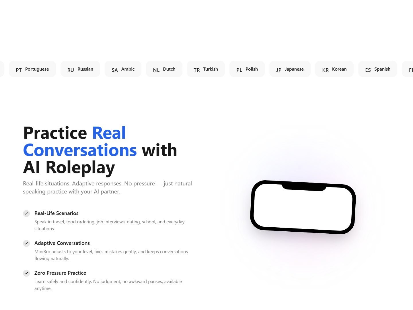 MiniBro — AI language tutor · early access