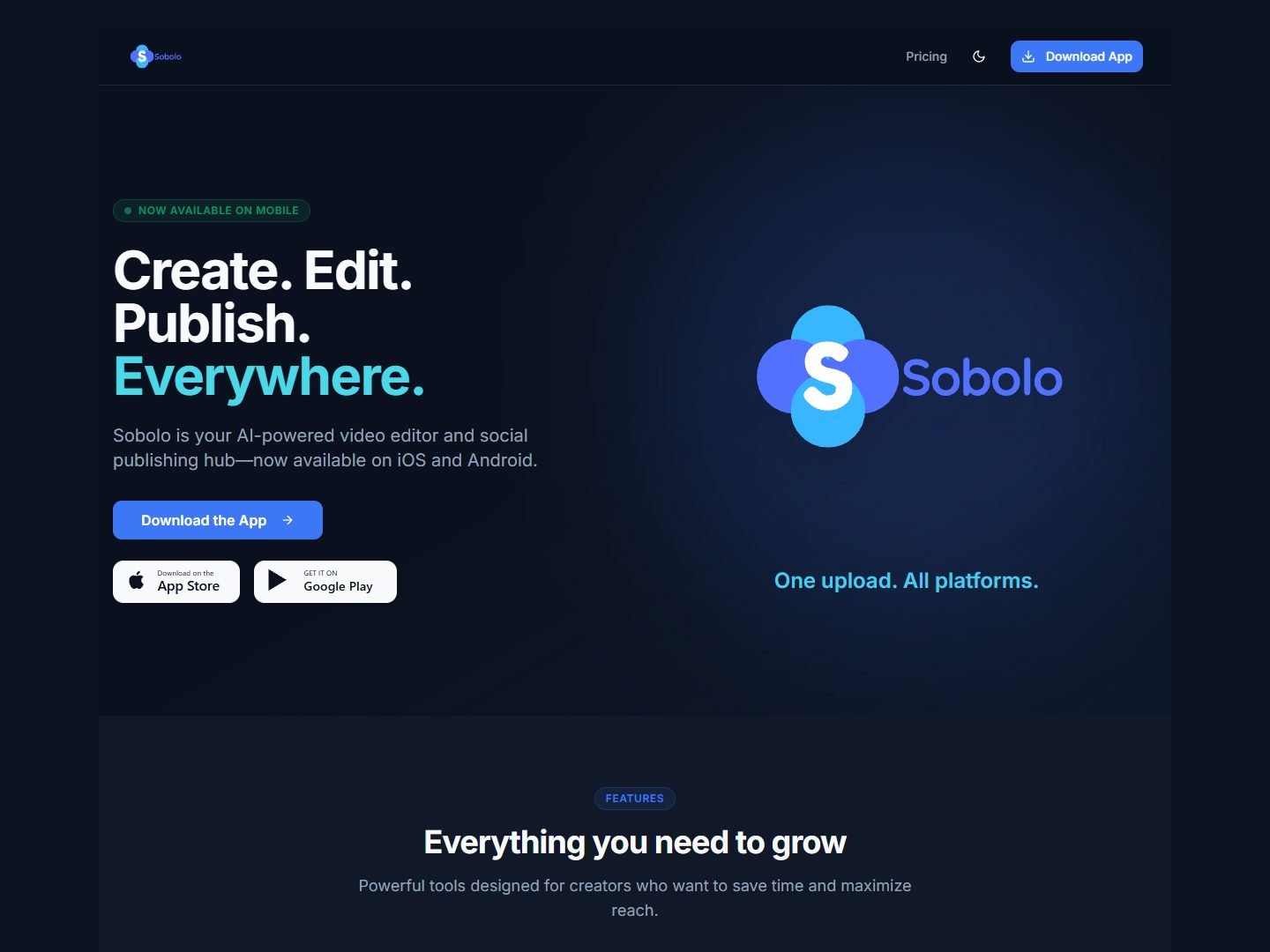 Sobolo — AI video editor + publishing platform