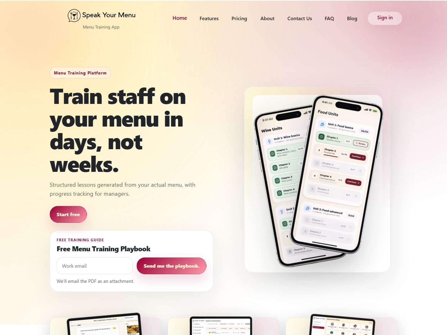 Speak Your Menu — Staff training SaaS for restaurants
